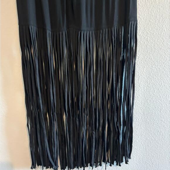 Monrow Black Fringe Skirt size Small - Picture 4 of 9
